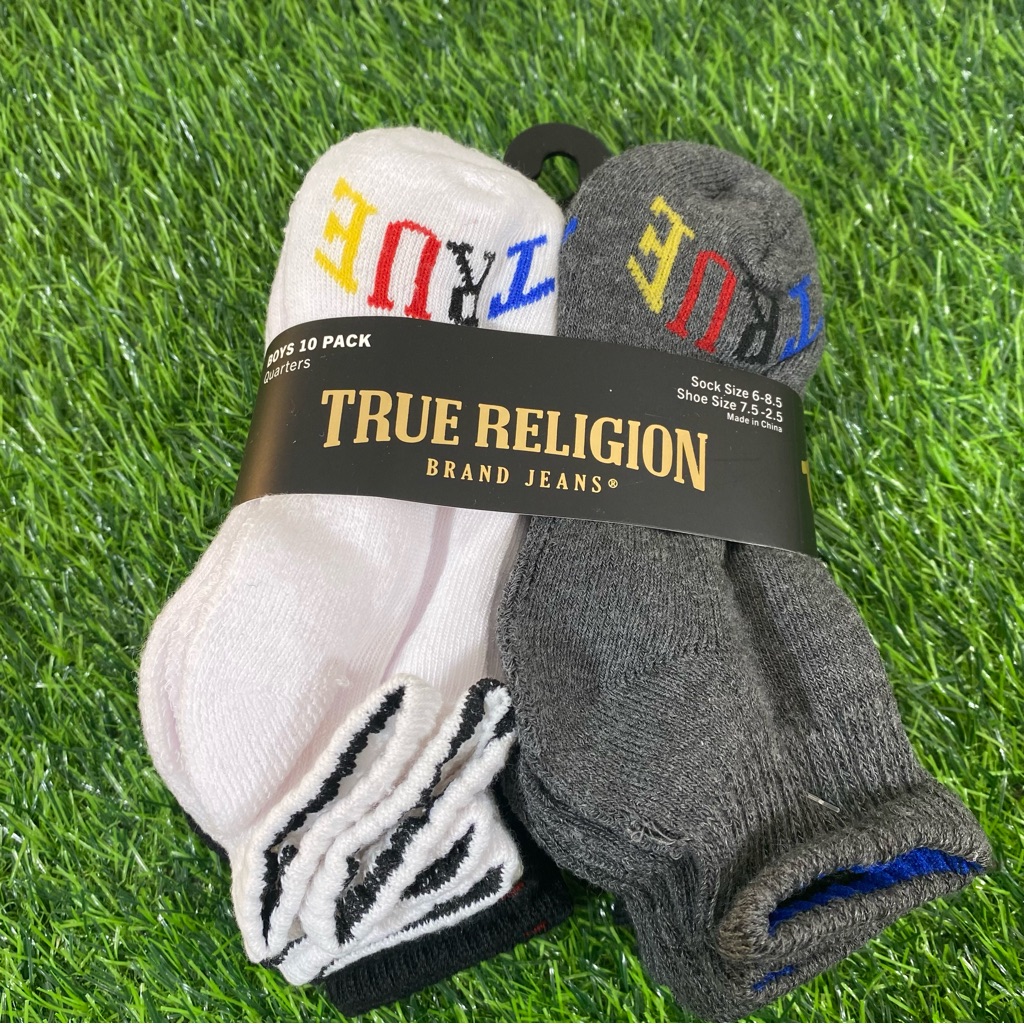 True Religion Kids White, Black And Gray Socks 10 Pack